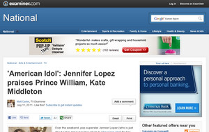 'American Idol': Jennifer Lopez praises Prince William, Kate Middleton