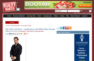 Top Chef: All-Stars - Conference Call With Fabio Viviani