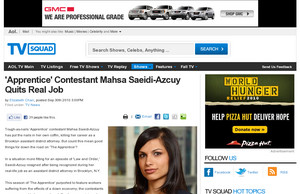 'Apprentice' Contestant Mahsa Saeidi-Azcuy Quits Real Job