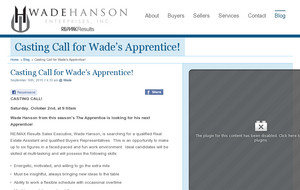 Casting Call for  Wade's Apprentice!