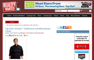Top Chef: All-Stars - Conference Call With Antonia Lofaso