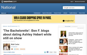 'The Bachelorette': Ben F. blogs about dating Ashley Hebert while still on show
