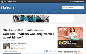 'Bachelorette' insider Jesse Csincsak: William was only worried about himself