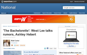 'The Bachelorette': West Lee talks rumors, Ashley Hebert