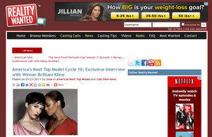 America's Next Top Model Cycle 16: Exclusive Interview with Winner Brittani Kline