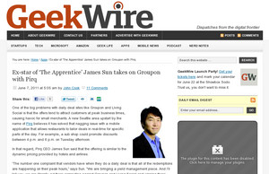 Ex-star of 'The Apprentice' James Sun takes on Groupon with Pirq