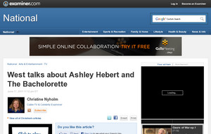West talks about Ashley Hebert and The Bachelorette