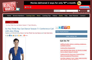 So You Think You Can Dance Season 7: Conference Call with Alex Wong