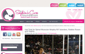 Hat Trick for Spinal Muscular Atrophy-NY Islanders,  Robbie Rosen  ...