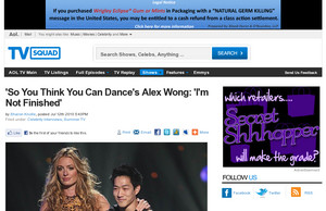 'So You Think You Can Dance's Alex Wong: 'I'm Not Finished'