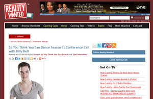 So You Think You Can Dance Season 7: Conference Call with Billy Bell