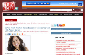 So You Think You Can Dance Season 7: Conference Call with Ashley Galvan