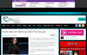 Great news for  American Idol's Pia Toscano - The River 100.5 FM