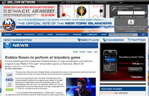Robbie Rosen to perform at Islanders game - New York Islanders - News