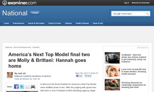 America's Next Top Model final two are Molly & Brittani: Hannah goes home