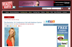 The Bachelor 15: Conference Call with Madison Garton