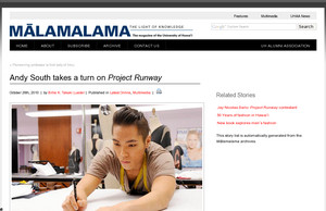 Andy South takes a turn on  Project Runway | Malamalama, The  ...